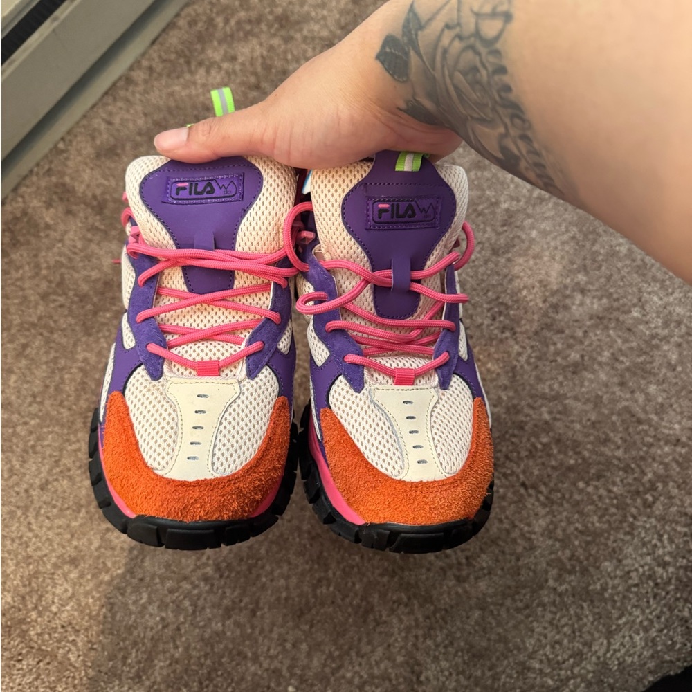 Fila Purple and Orange Retro Sneakers
